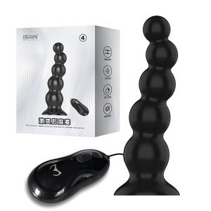 Butt plug one love nest 4 - Plug anal em tpr com 12 modos de vibração, formato escalonado, controle remoto e base