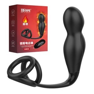 Heats up 2 - Estimulador de próstata em silicone com 12 modos de vibração, aquecimento, anel para escroto e controle