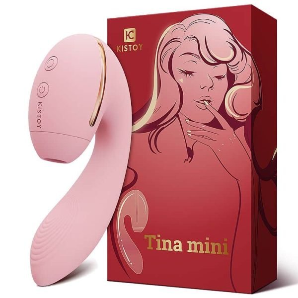 Kistoy tina mini - Vibrador estimulador de ponto g e clítoris com 10 modos de vibração e tecnologia de sucção - Rosa