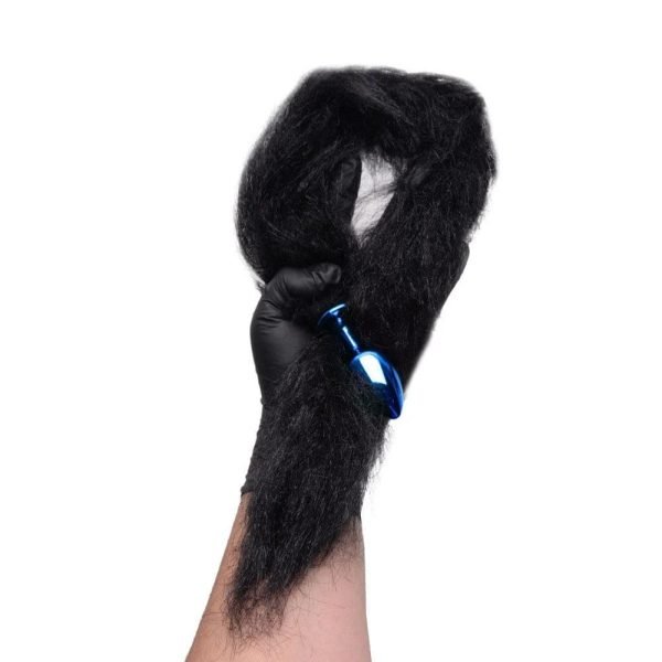 Plug Anal pequeno feito em Metal Azul com Rabo Longo Preto - Hard - Image 4