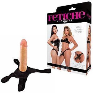 Cinta Peniana com pênis realístico Strap On Pele 18,5x4cm