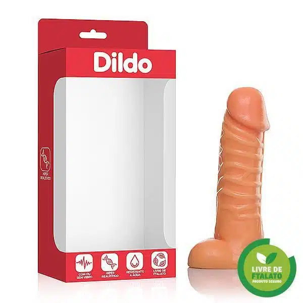 Pênis Realístico nervoso com escroto e sem vibro Dildo 17x4 cm