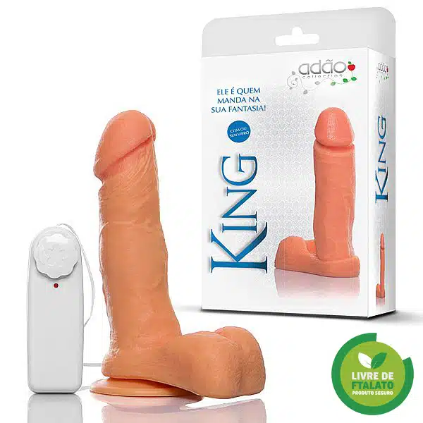 Pênis Realístico King 6 com vibrador escroto e ventosa