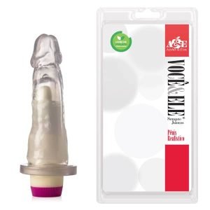Pênis Realístico com Vibrador translúcido - 16cm