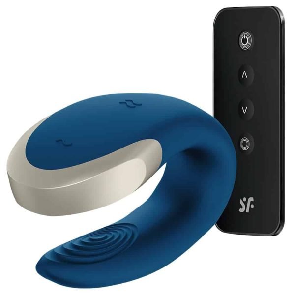 Vibrador De Casal Com 10 Modos De Vibração Satisfyer Double Love - Azul - Image 2