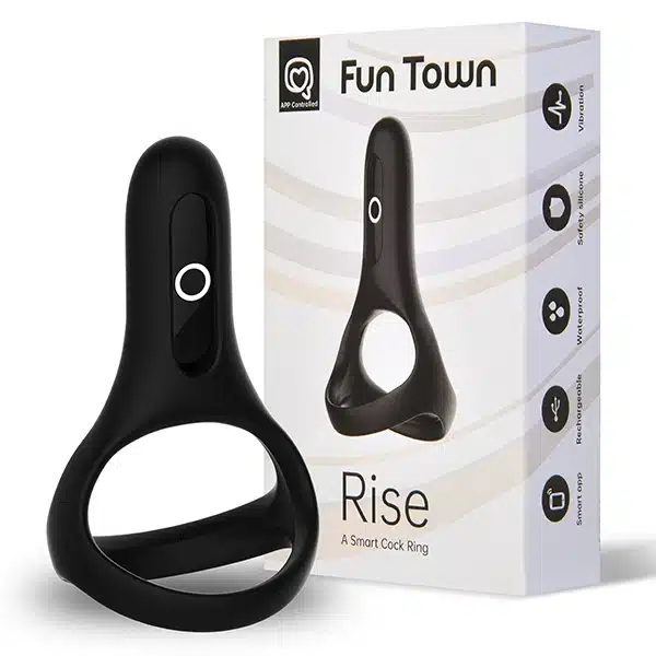 Anel peniano duplo recarregável em silicone com 7 modos de vibração com controle via aplicativo - Magic motion rise