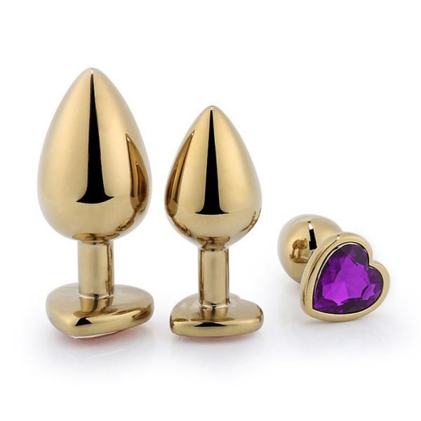 Plug Anal de Coração em Aço Dourado - Tamanho G - Image 3