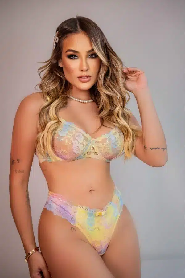 Conjunto Meia taça Arco íris - lingerie segredo lacrado