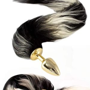 Plug Anal pequeno Rabo Degradê preto Metal Cor Dourado Hard