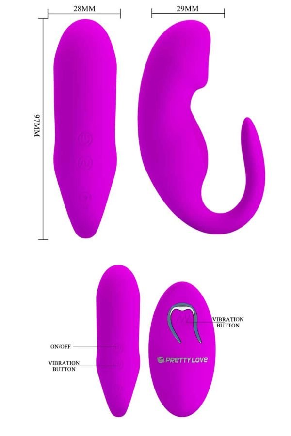Vibrador para casal recarregável em silicone com 12 modos de vibração e controle remoto sem fio - Pretty love tiffany - Image 5