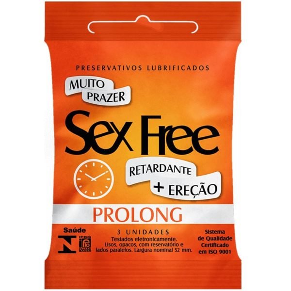 Preservativos Lubrificados Prolong com 3 unidades Sex Free