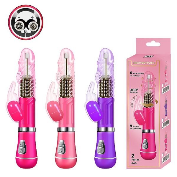 Vibrador Rotativo de Coelho 9 Modos de vibração e 6 Velocidades de Rotação - À Pilha
