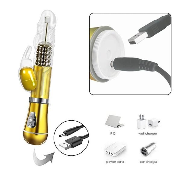 Vibrador Rotativo Coelho Cromado Recarregável – 9 Vibrações e 6 Velocidades - Image 7