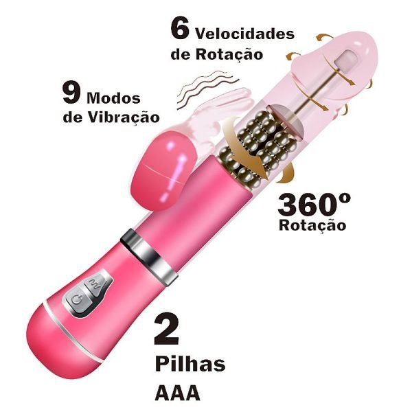 Vibrador Rotativo e estimulador de ponto G de Coelho á Pilha - Image 8