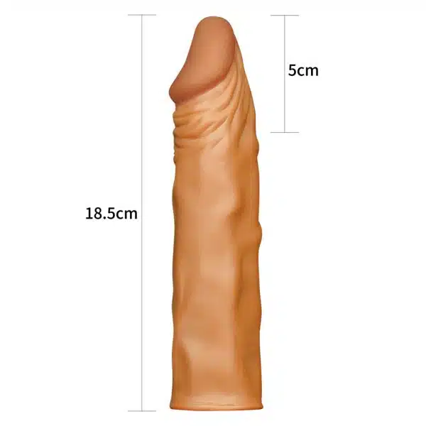 Pleasure x-tender series - Capa peniana morena extensora com glande definida preenchida e veias suaves - 19 x 3,8 cm - Image 4