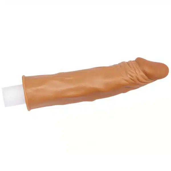Pleasure x-tender series - Capa peniana morena extensora com glande definida preenchida e veias suaves - 19 x 3,8 cm - Image 3
