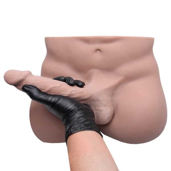 Masturbador feminino em cyberskin com pênis vertebrado, escroto e ânus - 32 x 26 cm - Image 7