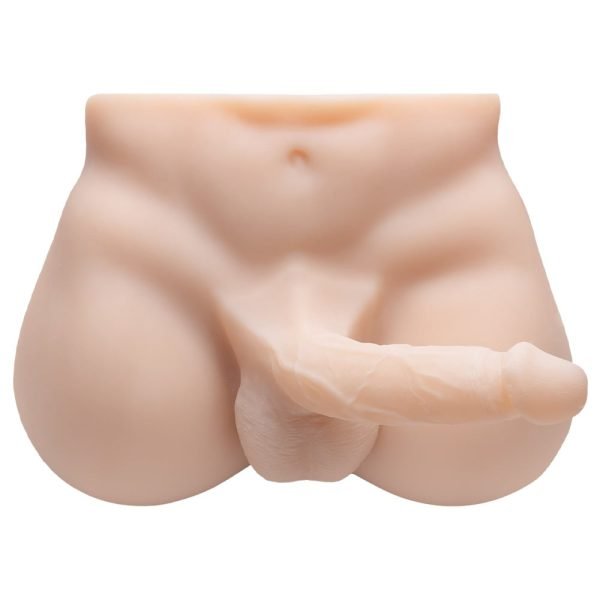 Masturbador feminino em cyberskin com pênis vertebrado, escroto e ânus - 32 x 26 cm - Image 2