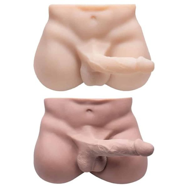 Masturbador feminino em cyberskin com pênis vertebrado, escroto e ânus - 32 x 26 cm