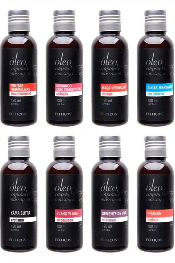 Óleo corporal Aromático para massagem - Feitiços aromáticos 120 ml disponível em 22 aromas