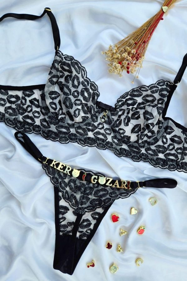 Conjunto sem bojo preto nude com aro lulu tule beijo Personalizavel - Image 3