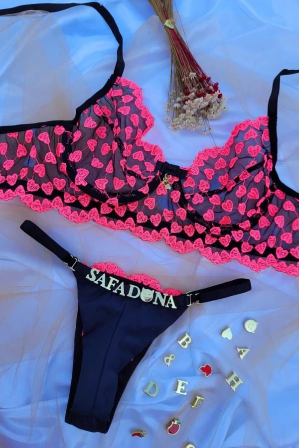 Conjunto bella tule coração sem bojo com aro Personalizavel - Image 2