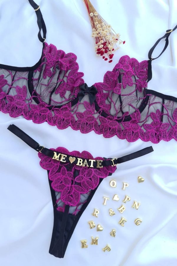 Conjunto lulu jaipur com preto tule pétala sem bojo com aro Personalizavel