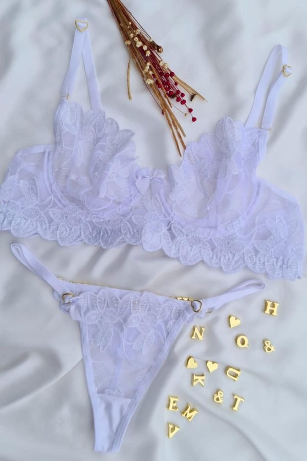 Conjunto sem bojo branco com aro lulu tule pétala personalizavel - Image 2