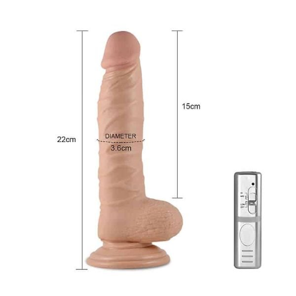 Lovetoy real extreme - Prótese realística com glande definida, veias, escroto, ventosa e 3 intensidades de vibração 22cm - Image 4