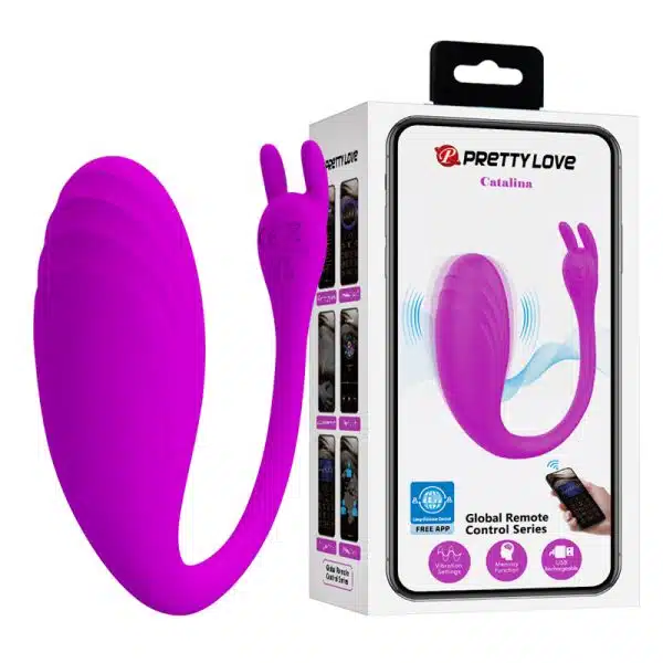 Bullet Recarregável em silicone com 12 modos de vibrações e controle remoto via app - Pretty love Catalina