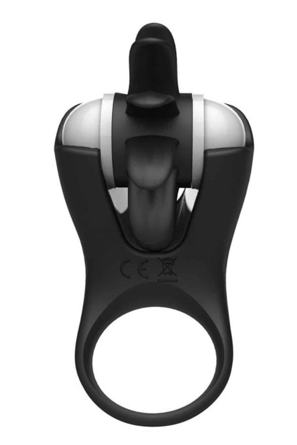 Anel Peniano Vibratório com Rotação de Língua Estimulador de Clitóris - Preto - Image 3