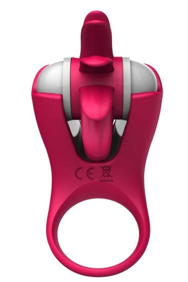 Anel Peniano Vibratório com Rotação de Língua Estimulador de Clitóris - Rosa - Image 3