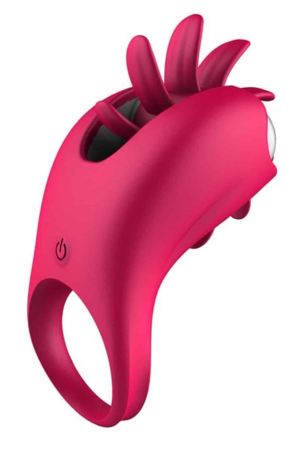 Anel Peniano Vibratório com Rotação de Língua Estimulador de Clitóris - Rosa