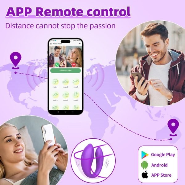 Vibrador para Casal Roxo com 10 Modos de Vibração,com Controle via Aplicativo - Mannuo - Image 6