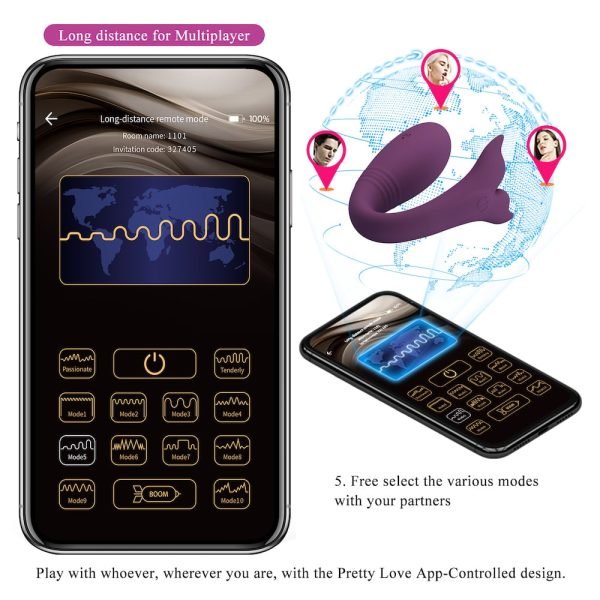 Vibrador para Casal com 12 Modos de Vibração,com Controle via Aplicativo Jayleen - Pretty Love - Image 9