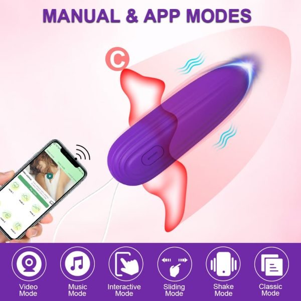 Vibrador Bullet de Longa Distância Controle via aplicativo com 9 modos de vibração - Roxo - Image 5