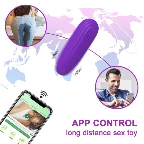 Vibrador Bullet de Longa Distância Controle via aplicativo com 9 modos de vibração - Roxo
