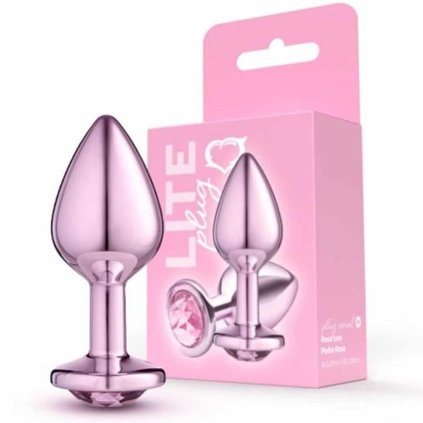 Lite Plug anal Rosa Médio com Pedra Rosa