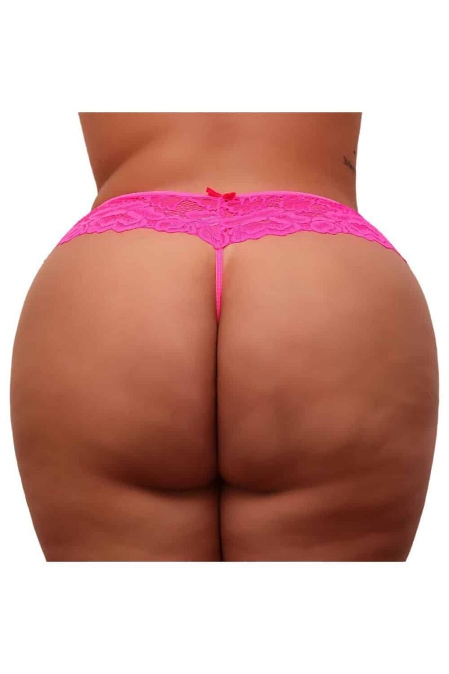 Calcinha Fio Dental Plus Size Tailandesa Rosa Neon Luz Negra Bilha Escuro Tallyta - Imagem 2