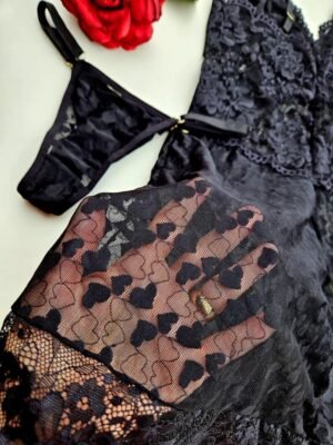 Alternative view of Camisola preta em tule deisy com fio personalizável