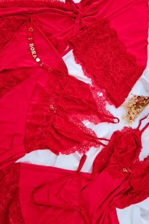 Pijama Vermelho lorena ligalight com calcinha personalizável