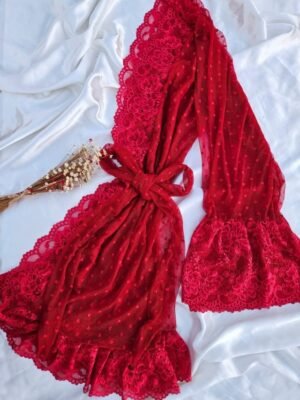 Robe feminino vermelho tule catiuscia coraçãozinho