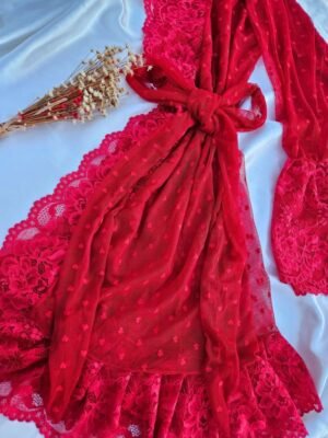 Alternative view of Robe feminino vermelho tule catiuscia coraçãozinho