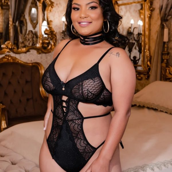 Body musa tecna com abertura + choker - Plus Size