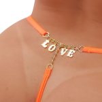 Calcinha fio dental sexy laranja neon palavras strass tallyta moda intíma - Imagem 15