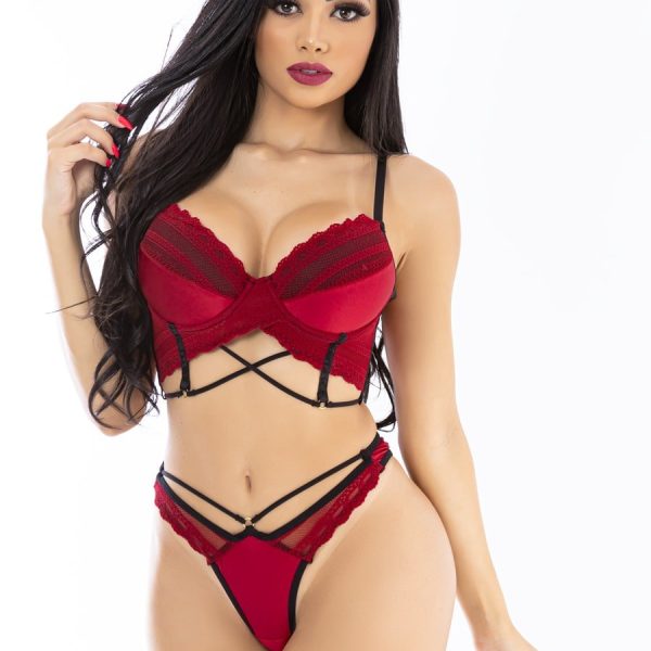 Conjunto com bojo soft cropped em laise - Deluxe