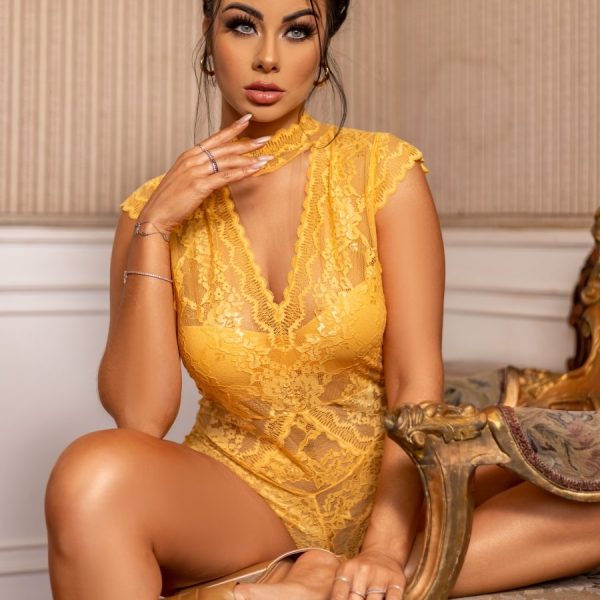 Body Sunflower em renda com bojo