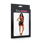 Vestido em malha arrastão no modelo tomara que caia com acabamento em renda vermelha Eva intimate | Tamanho único - Imagem 3