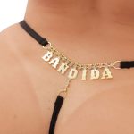 Calcinha Fio Dental Renda Preta Palavras Strass Tallyta - Imagem 9