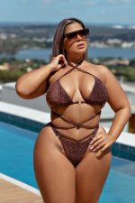 Biquini iza Plus size micro biquini de lurex com amarrações - Imagem 3